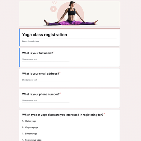 Yoga Class Registration