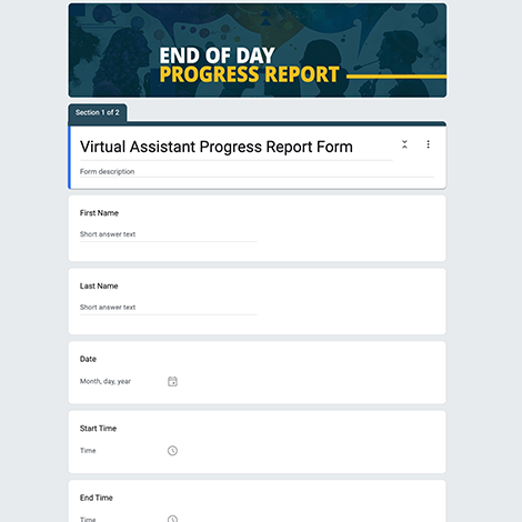 Virtual Assistant Progress Report Form