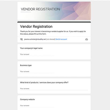 Vendor Registration