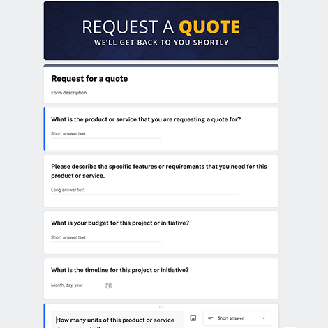 Request For A Quote