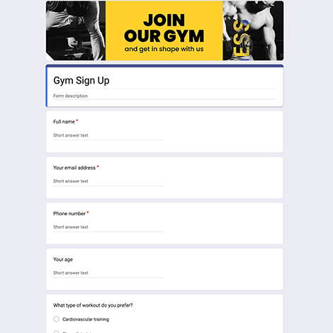 Gym Sign Up